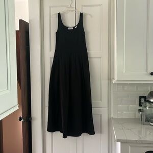 Marcella black sundress, with side zipper and pockets